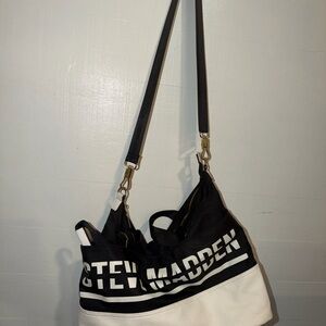 Steve Madden Black and White Canvas Shoulder Bag